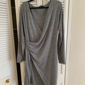 Banana Republic Long Sleeve Gray Wrap Dress